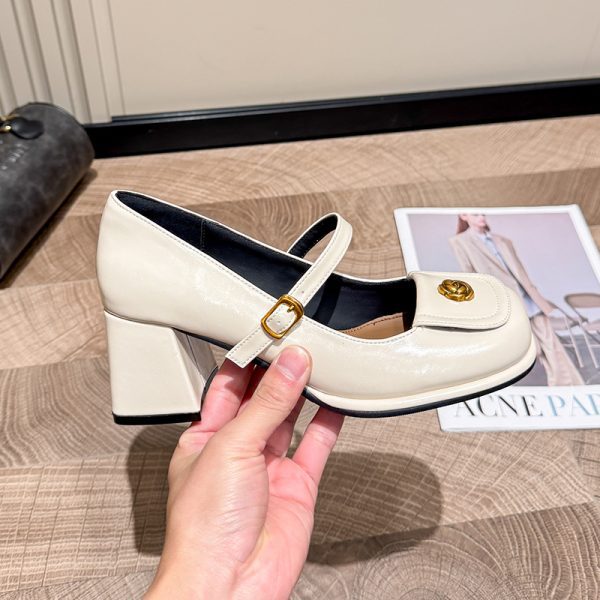 Temperament retro small fragrance style Mary Jane small leather shoes women's 2025 spring and autumn new evening style French thick-heeled shoes