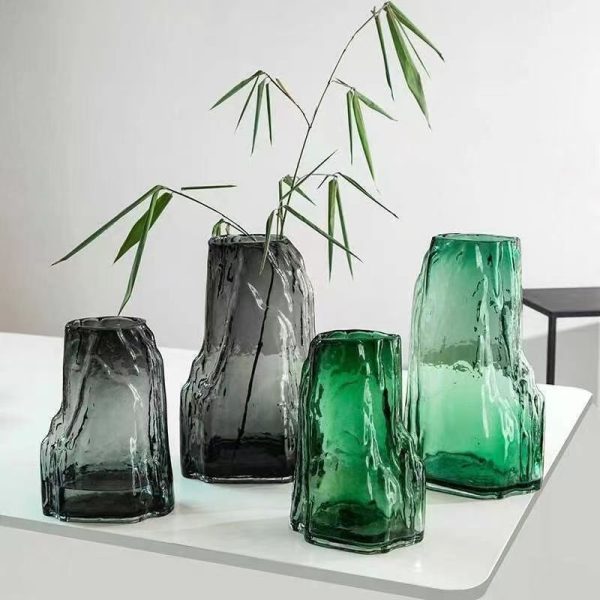 Creative special-shaped rockery glass vase Chinese style simple living room decoration ornaments flower aquaculture flower arranger
