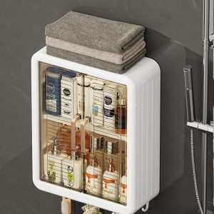 Wall-mounted storage box-free punching-free wall-mounted bathroom moisture-proof storage cabinet magnetic dust-proof storage kitchen spice storage cabinet