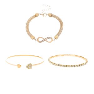 Cross-border ins style women's love open bracelet design creative retro simple lucky 8 figure bracelet three-piece set