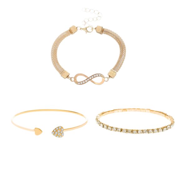 Cross-border ins style women's love open bracelet design creative retro simple lucky 8 figure bracelet three-piece set - Image 5