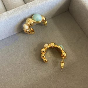 French niche fashion vintage Aurelie Bidermann bohemian natural amazonite earrings