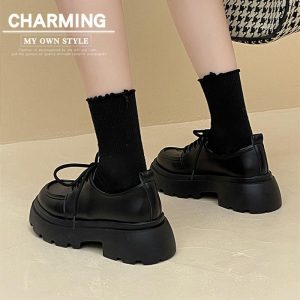 British-style platform small leather shoes women's versatile loafers 2023 autumn new slip-on soft-soled Mary Jane single shoes