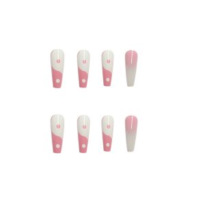 wearable nail long nail art nail pieces fake nail nail patches ballet nail gradient gold leaf powder nail patches wholesale