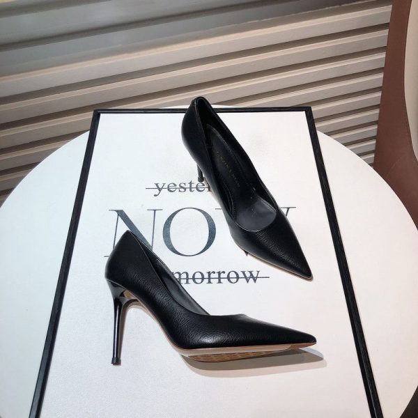 Black high heels women's new sexy slimming pointed toe stiletto heel shoes for women in the fall of 2024, simple temperament work shoes - Image 2