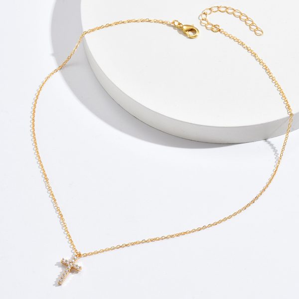 Cross-border inlaid zircon cross pendant bone chain women's personality light luxury ins-style versatile jewelry A4746 - Image 4