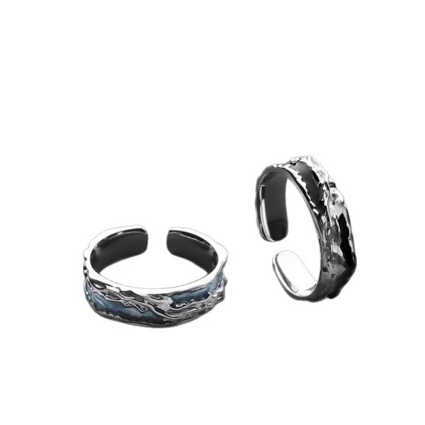 Shadow green tantanium titanium steel ring men's trendy personality high-end single ring opening does not fade gift ring for women - Image 5
