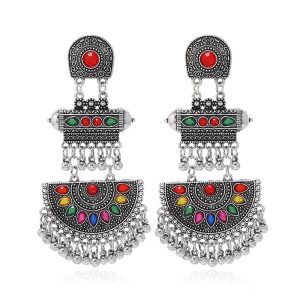 European and American fashion retro exaggerated bohemian ethnic earrings Personalized creative design long slimming fringe earrings