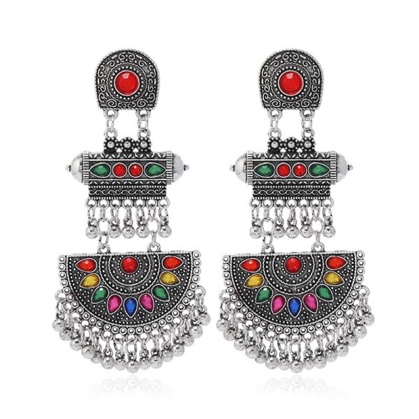 European and American fashion retro exaggerated bohemian ethnic earrings Personalized creative design long slimming fringe earrings - Image 5