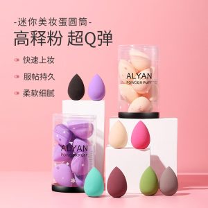 ALYAN Mini Beauty Egg Cylinder 10 pcs Soak water to get bigger Wet and Dry Makeup Sponge Puff Foundation BB
