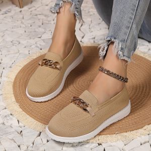 European and American foreign trade thick-soled fly-woven soft-soled single shoes, women's one-foot knitting, breathable loafers, women's board shoes, independent station