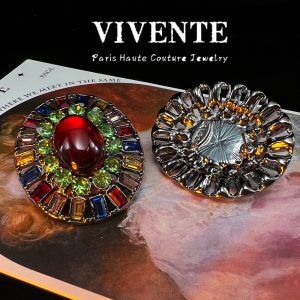 French retro marking earrings catwalk glazed Western antique heavy vintage temperament antique jewelry