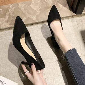 Autumn new foreign trade high heels women's nude pointed toe stiletto heel pumps office work shoes versatile women's shoes