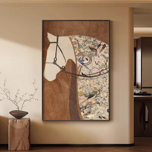The second-hand style living room decoration painting, the new horse to the success of the retro sofa background wall painting, the high-end sense of the entrance murals