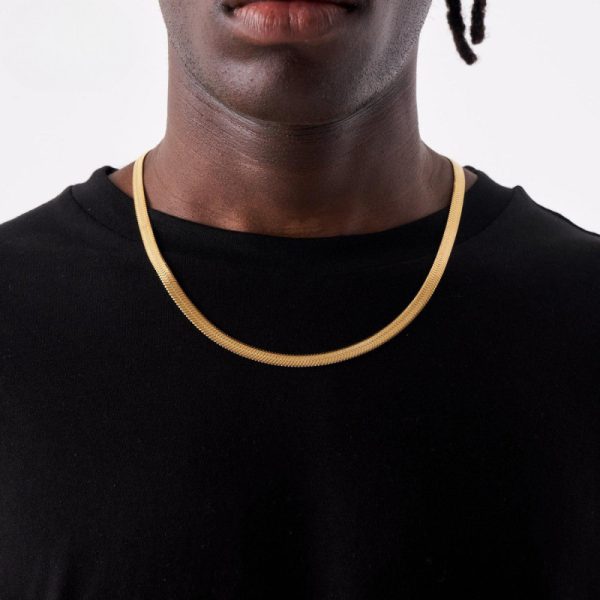 Authentic LANG titanium steel necklace male snake bone chain necklace wide blade chain simple high-end sense men's niche design: