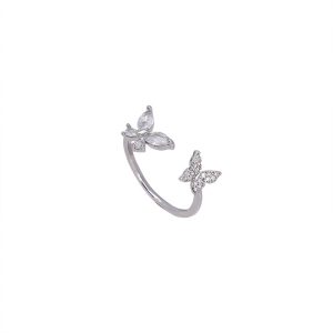 High-end butterfly zircon open ring female ins fashion personality index finger ring light luxury design niche ring