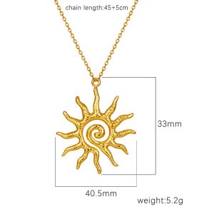 European and American cross-border Amazon popular sunflower necklace women's personality gold hollow pendant fashion simple clavicle chain