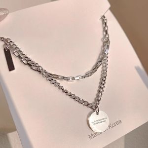 Inspirational necklace men's trendy titanium steel trendy brand men's light luxury ins niche design sense simple pendant men's high-end sense