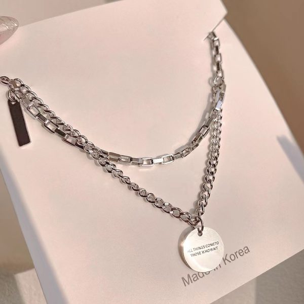 Inspirational necklace men's trendy titanium steel trendy brand men's light luxury ins niche design sense simple pendant men's high-end sense - Image 2