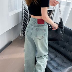 Guangzhou source: narrow wide-leg straight-leg jeans for women, small summer high-waisted slimming pants, versatile drape trousers