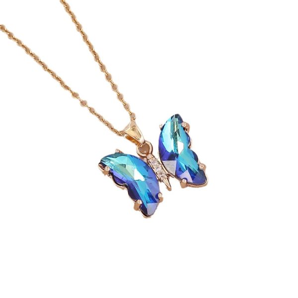 European and American cross-border new gradient butterfly necklace women's fashion pendant necklace personality collarbone chain accessories wholesale - Image 5
