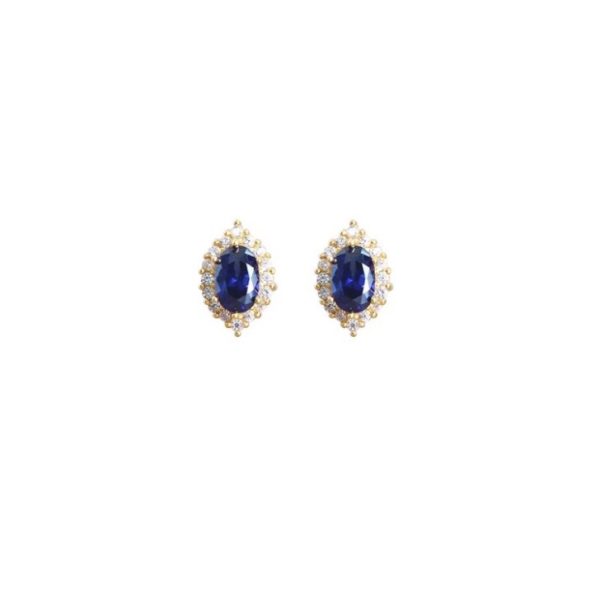 French Girl Vintage Royal Blue Spinel S925 Silver Gold Plated Stud Earrings Sterling Silver Gold Plated Ear Piercing - Image 5