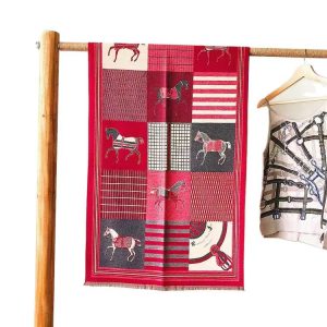 [European Horse Series] thickened war horse plaid double-sided imitation cashmere scarf women's winter new fashion and warmth