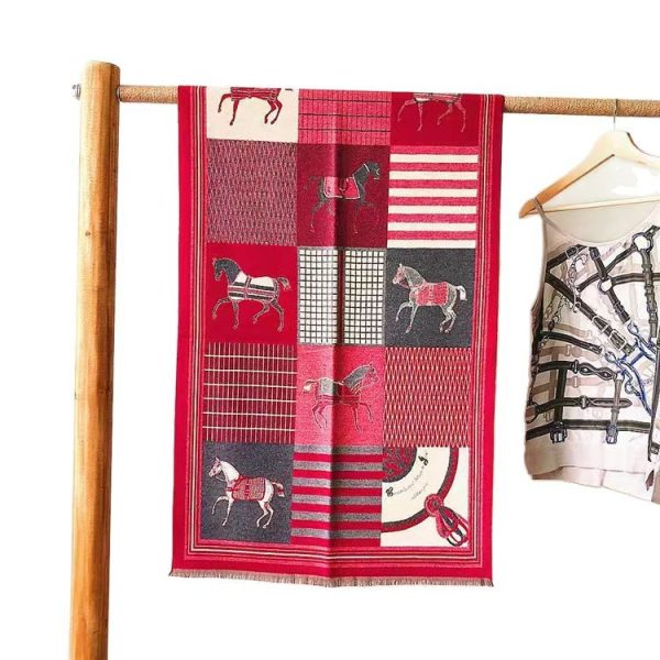 [European Horse Series] thickened war horse plaid double-sided imitation cashmere scarf women's winter new fashion and warmth - Image 5