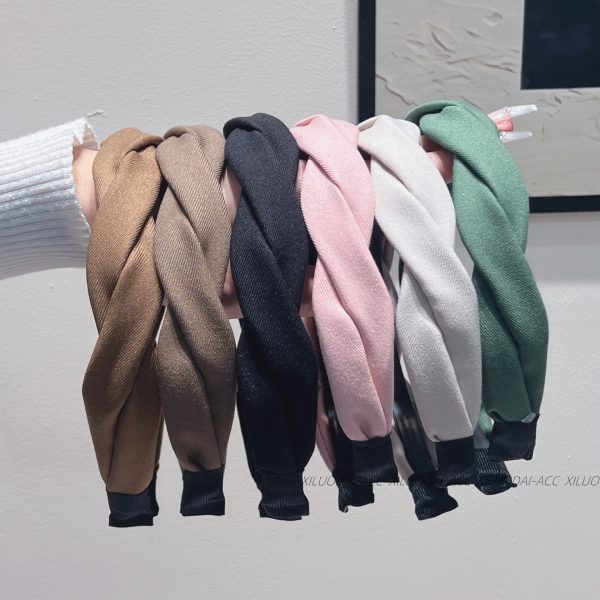 Headband Female Korean Version Simple and Versatile with Teeth Anti-slip Twist Diagonal Stripe Fabric Headband, Face Wash Hairband, Hairpin Headpiece