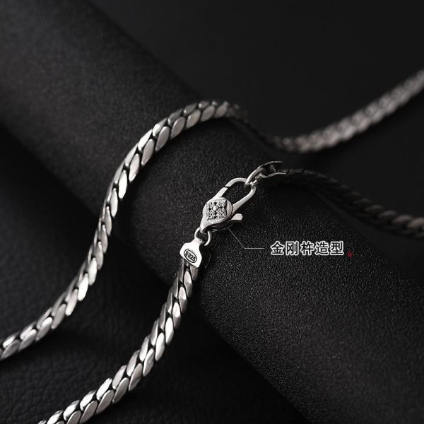 High-grade Cuban snake bone chain men's trendy and versatile necklace trendy men's retro sense of luxury niche plain chain wholesale - Image 4