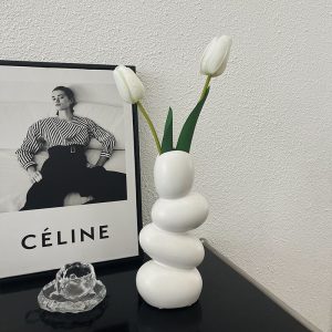 Creative ceramic vase ins wind light luxury high-end special-shaped cobblestone home decoration living room flower arrangement porch decoration
