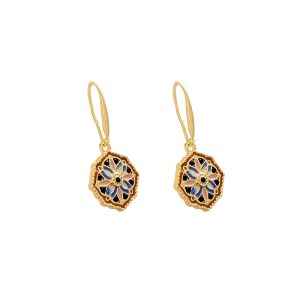 French vintage Monet garden drip glaze flower earrings women's light luxury niche high-end enamel flower earhook earrings