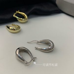 S925 silver needle earrings women's simple and cold style white earrings European and American metal photosensitive surface ear buckles daily French earrings