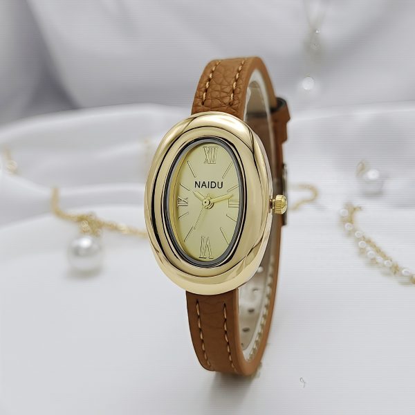 Fashion new women's watches women's French oval bathtub high-end retro niche temperament belt Guangzhou watch
