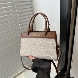 Korean casual handbag women's 2025 new fashionable foreign temperament crossbody bag splicing niche design saddle bag