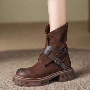 Fall/Winter 2023 New Women's Shoes Platform Fleece Martin Boots Splicing Zipper Fashion Mom Slimming Snow Boots