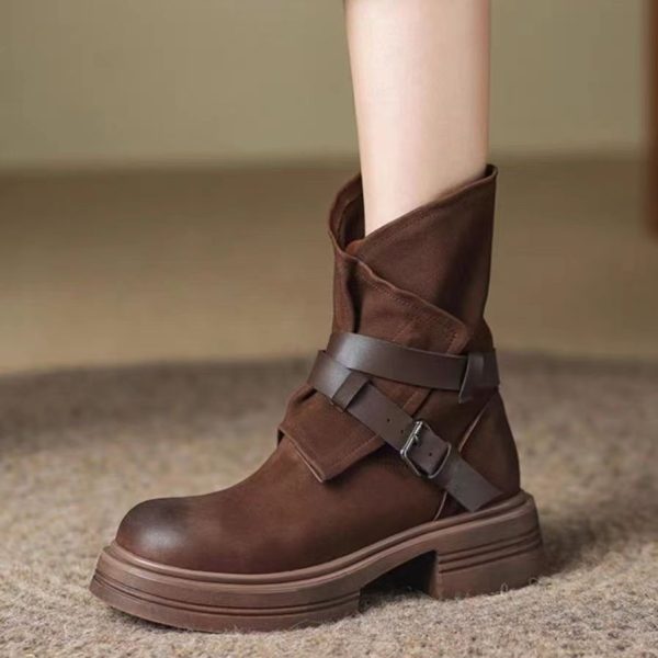Fall/Winter 2023 New Women's Shoes Platform Fleece Martin Boots Splicing Zipper Fashion Mom Slimming Snow Boots
