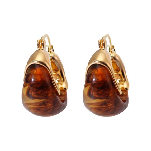 Maillard earrings, fashionable temperament, French amber earrings, light luxury, luxury, high-end sense of autumn and winter, European and American retro coffee earrings - Image 5
