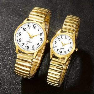 Fashion men's large numeric dial women's watch spring elastic band middle-aged and elderly watch event gift quartz watch men's watch