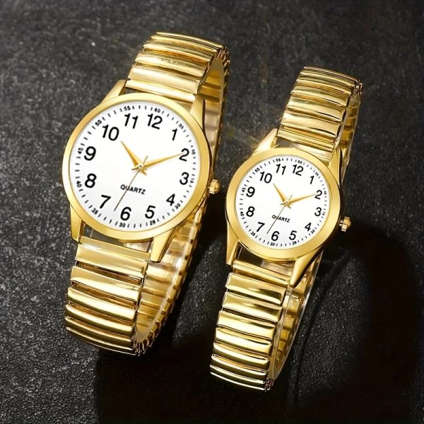 Fashion men's large numeric dial women's watch spring elastic band middle-aged and elderly watch event gift quartz watch men's watch - Image 2