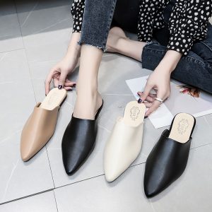 Baotou half slippers, 2025 new summer Internet celebrity thick heel low-heeled women's sandals, mules, lazy people and slippers for women to wear outside