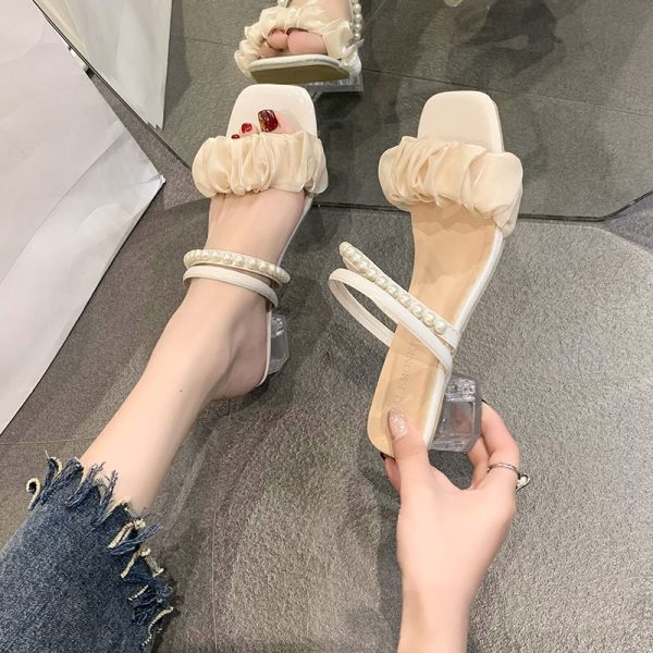 Fairy style thick heel non-slip outside crystal high-heeled sandals new Internet celebrity two sandals in the summer of 2025 - Image 3