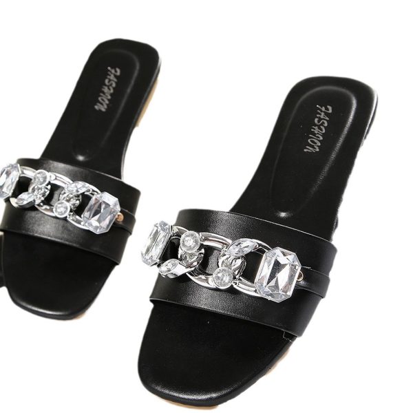 Cross-border new women's fashion sandals, flat slippers, light beach slippers with metal buckles - Image 5