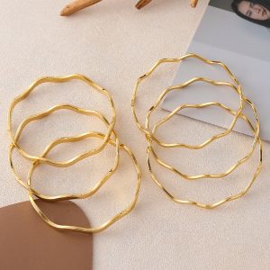 ins style multi-layer layered stainless steel bracelet high-end design temperament wavy gold titanium steel bracelet jewelry