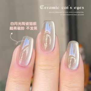 White moonlight ceramic cat eye gel 2025 new cross-border nail salon for white rock sugar crystal cat eye nail polish glue