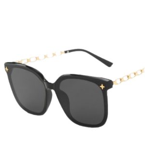 High-end sunglasses women's face small 2023 new chain leg star sunglasses big face thin black