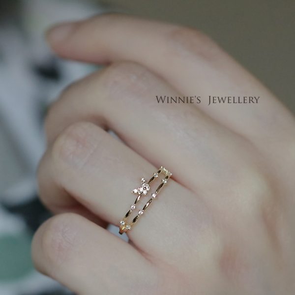 Butterfly double-layer ring women's cold style light luxury glitter diamond ring simple fashion versatile niche design open ring - Image 4