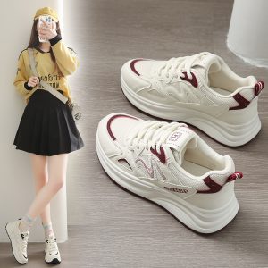 Lightweight daily women's shoes, daddy shoes, women's platform sports white shoes, 2025 spring and autumn new versatile casual board shoes