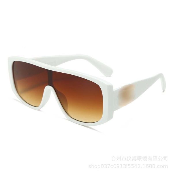 New European and American large frame one-piece fashion sunglasses women's high-end sunscreen party personality retro sunglasses wholesale - Image 2