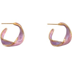 Korean cream white drop glaze French circle temperament earrings women's 2022 new trendy design niche earrings